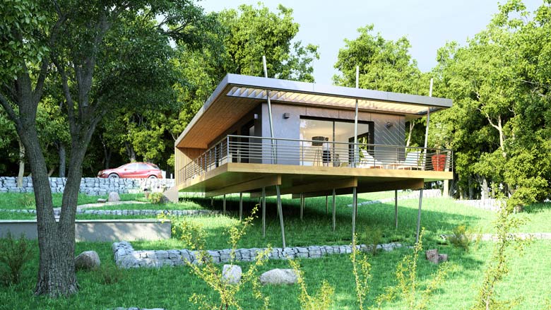 Maison pop up réalisée sous les principes d'écoconstruction dans les Bouches-du-Rhône