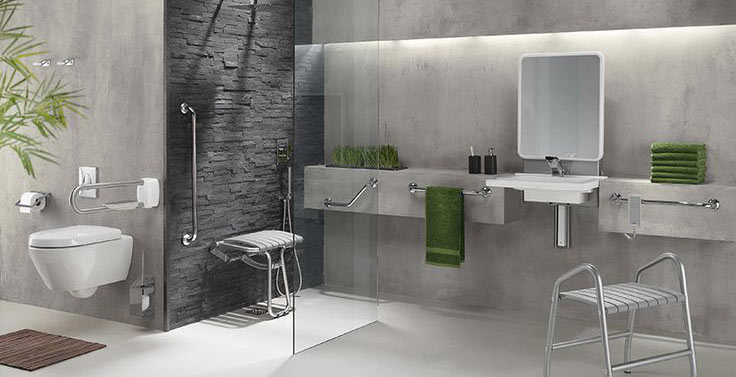 Conception d’un salon sur mesure par un architecte d’intérieur à Aix en Provence. Salle de bain avec douche italienne adaptée pour les personnes handicapées, les personnes à mobilité réduite et les personnes âgées