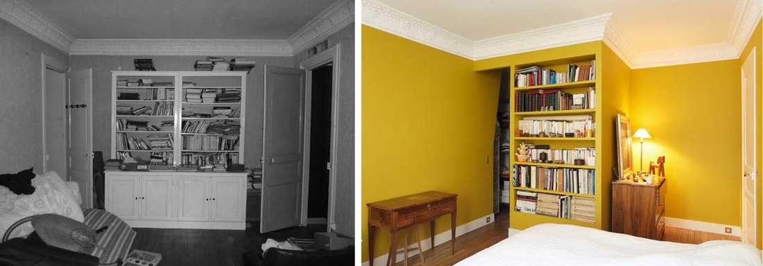 Avant - aprés salon d'un appartement aprés renovation par un architecte d'intérieur à Aix-en-Provence