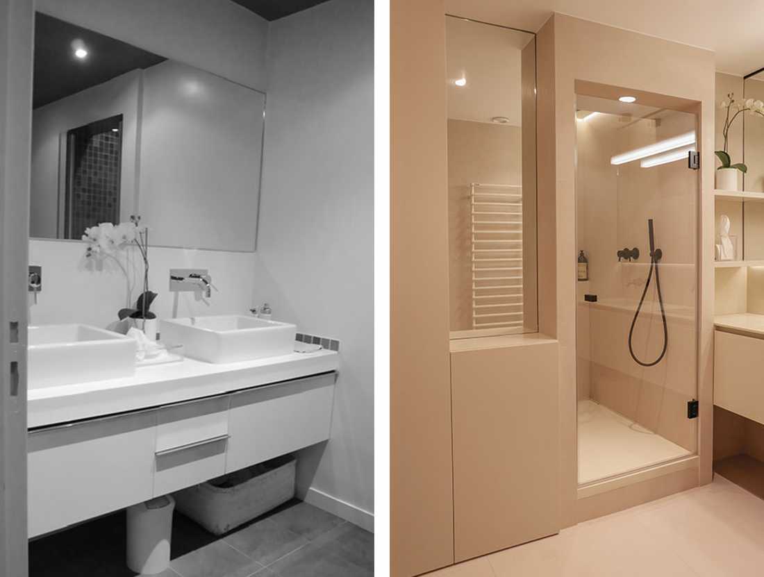 Rénovation d'une salle de bain par un architecte d'intérieur en photo avant-après