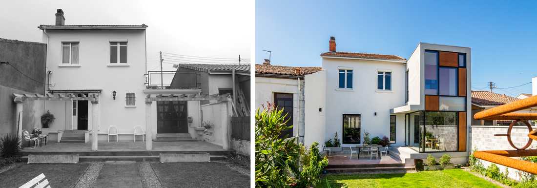 Avant - après : extension d'une maison à la place d'un ancien garage