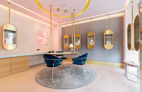 Interior design of a high-end jewelry store