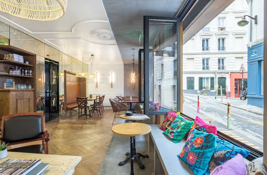 Aménagement d'un café chic par un architecte spécialiste de l'architecture commerciale à Aix-en-Provence