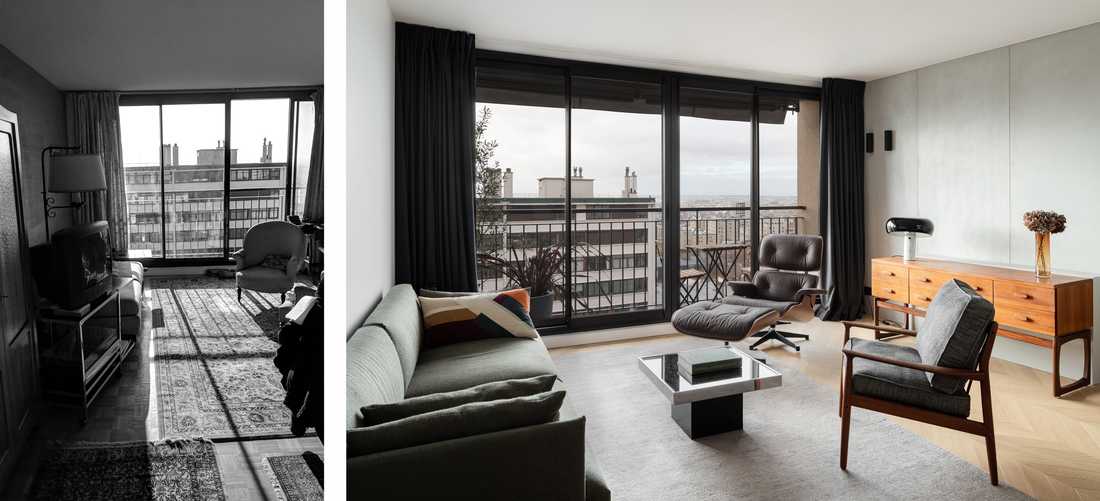 Avant-Après : aménagement d'un séjour dans un appartement des années 60