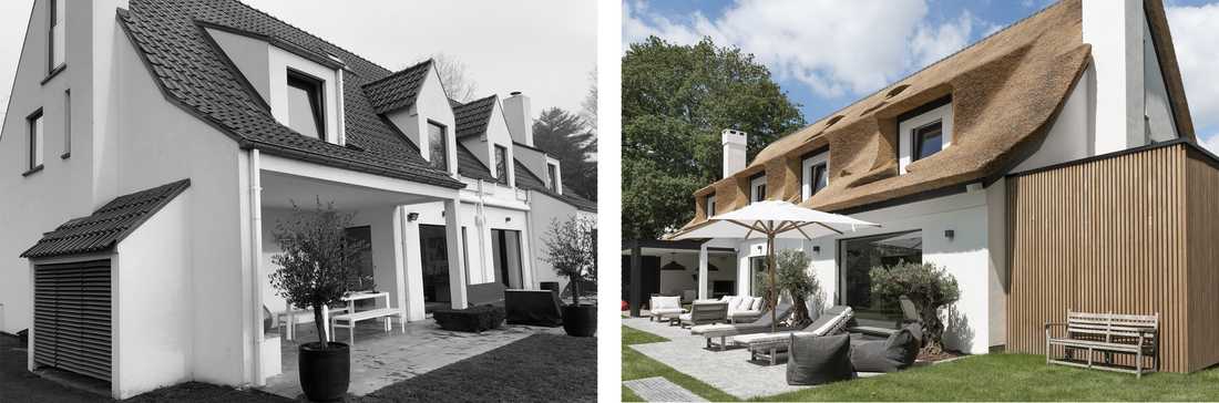 Photo avant-après de la restructuration complète d'une villa par un architecte d'intérieur à Aix-en-Provence