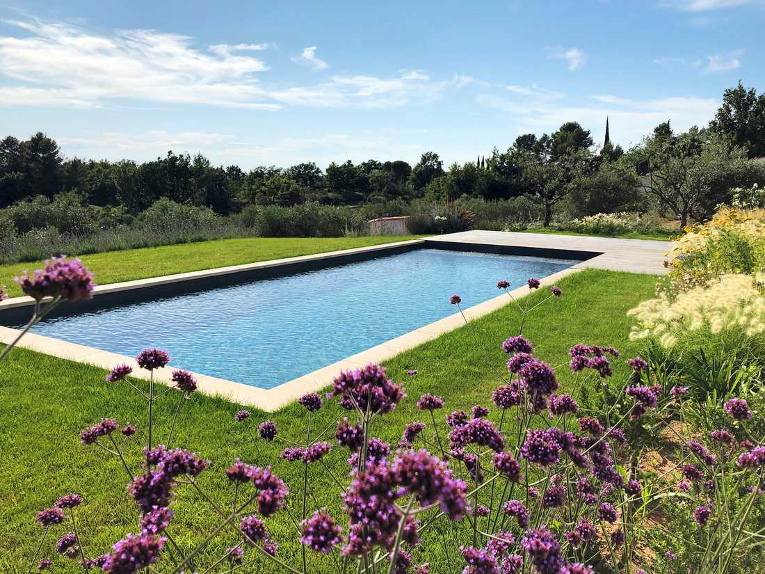 Une piscine rectangulaire au cœur de la nature - la piscine