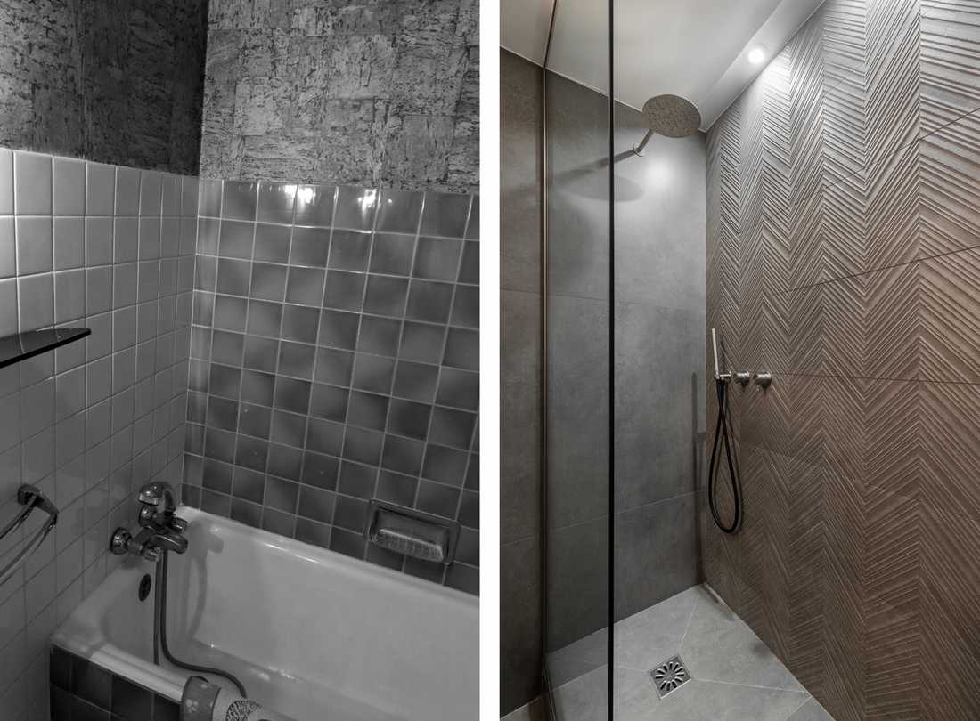 Avant-Après : Aménagement d'une salle de bain par un architecte à Aix-en-Provence