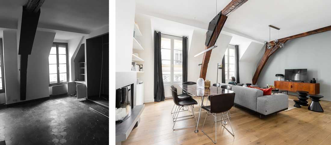 Avant-Après : Aménagement de la cuisine dans un appartement familiale par un architecte d'intérieur