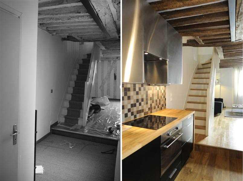 Aménagement d'une cuisine ouverte dans un duplex dans les Bouches-du-Rhône