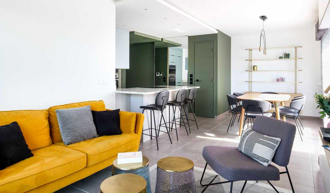 Interior design of the living room of a new apartment in Aix-en-Provence