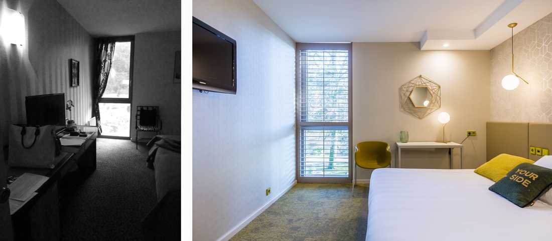 Décoration d'intérieur d'un hôtel 3 étoiles en photographies avant - après