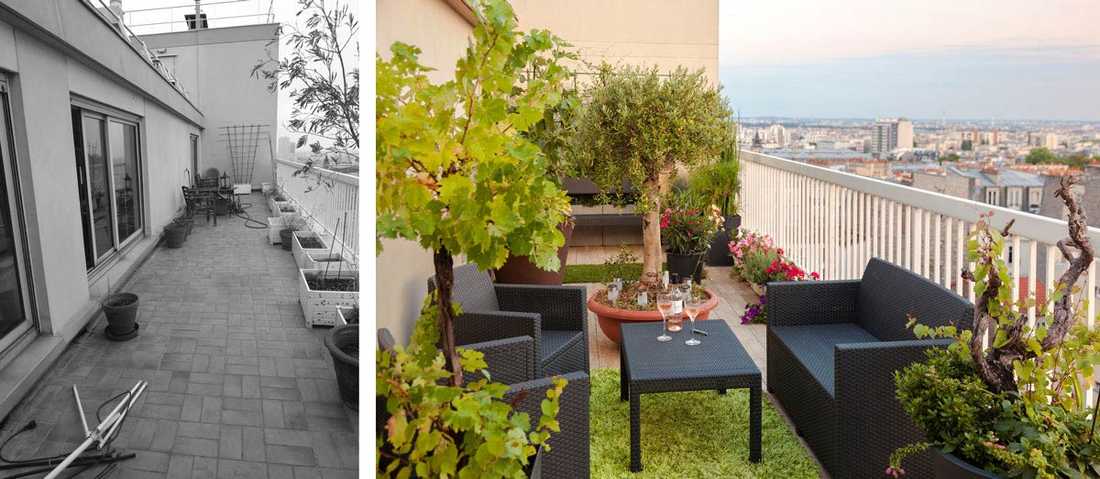 Aménagement d'une terrasse par un jardinier paysagiste à Aix-en-Provence